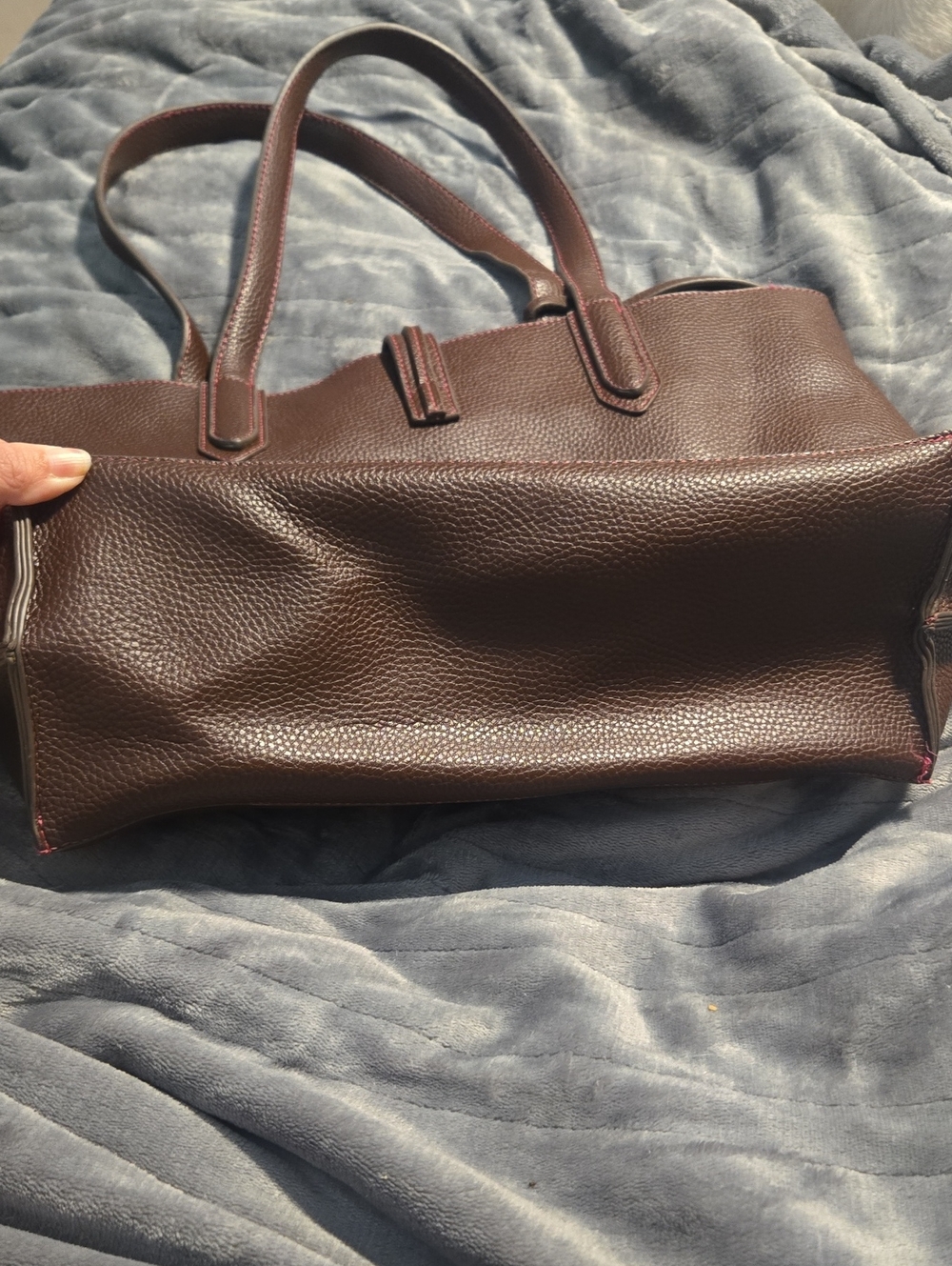 Tutilo-Brown Pebbled Vegan Leather "Carry the Day" Tote Bag W Satchel - Picture 8 of 13
